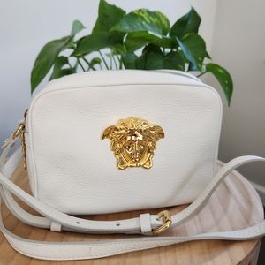Versace Calfskin Palazzo Medusa Camera Bag White Leather